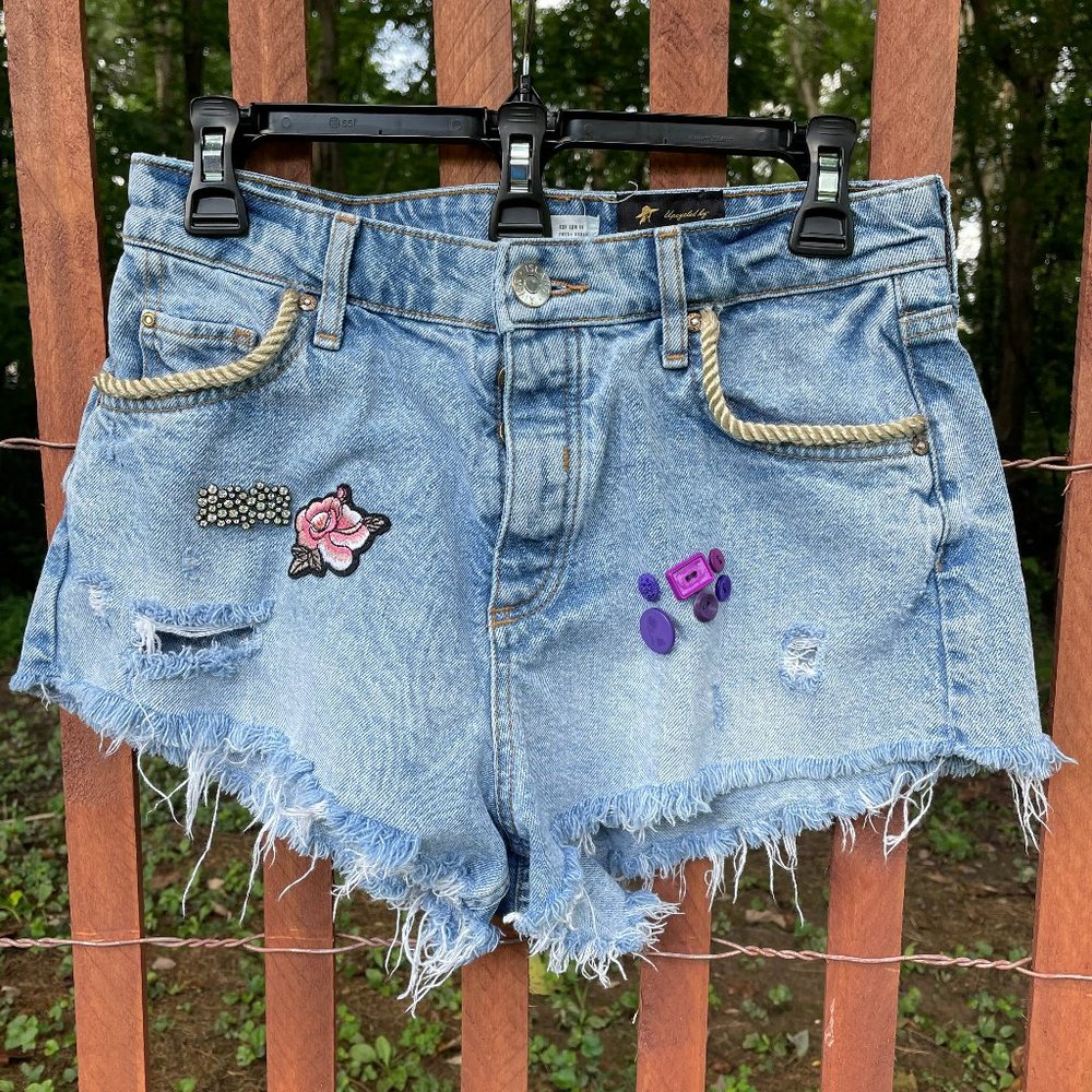 Upcycled blue jean shorts